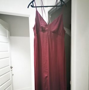 Floor length deep purple dress